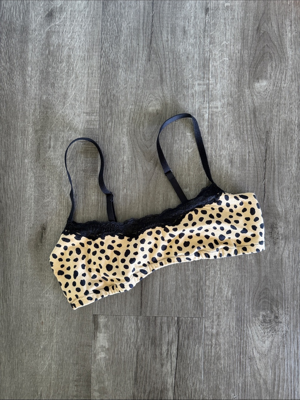 Savage X Fenty Beige and Black Leopard Lace Bralette